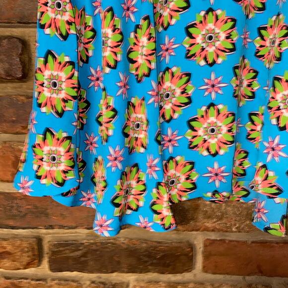 Flying Tomato Blue Neon Floral Print Stretchy Mini Skirt Women's Size Small - Picture 4 of 7